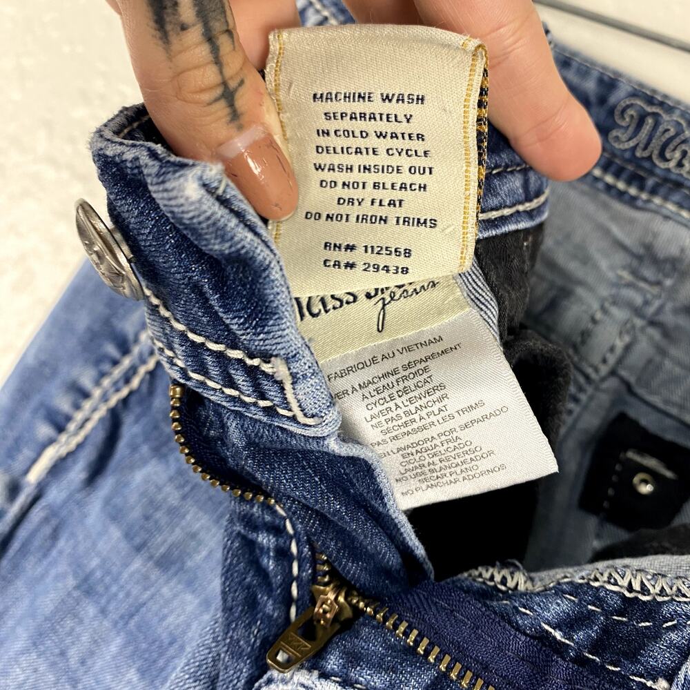 Vtg Y2K Miss Me Loose Fit Bedazzled Sequin Faded Grunge Mcbling Mid Rise Jeans - Picture 14 of 14